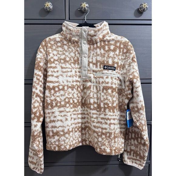 COLUMBIA Women's Helvetia II Printed Cropped Half Snap Fleece Pullover, SZ M - Picture 1 of 9
